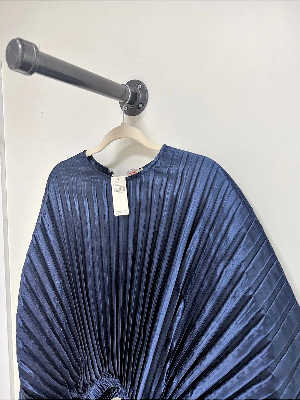 NIKASH Pleated Blouse in Blue Size Medium NWT